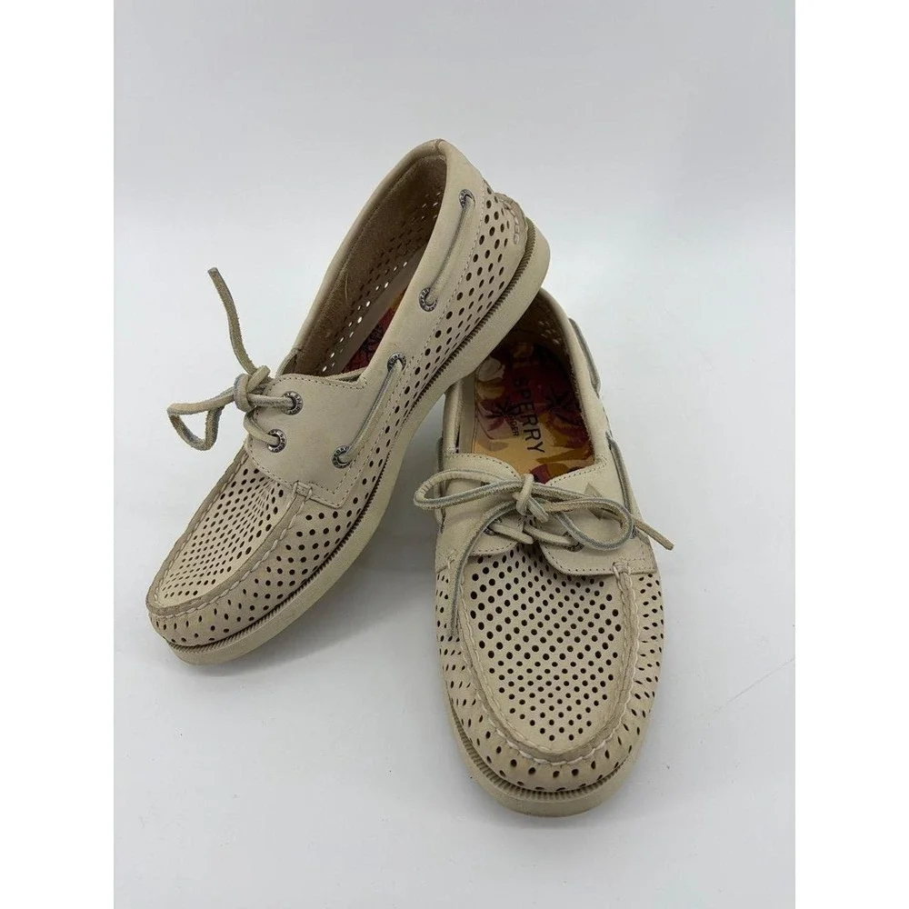 Sperry Authentic Original Leather 2-Eye Laser Perforated Boat Loafers, Mens 8